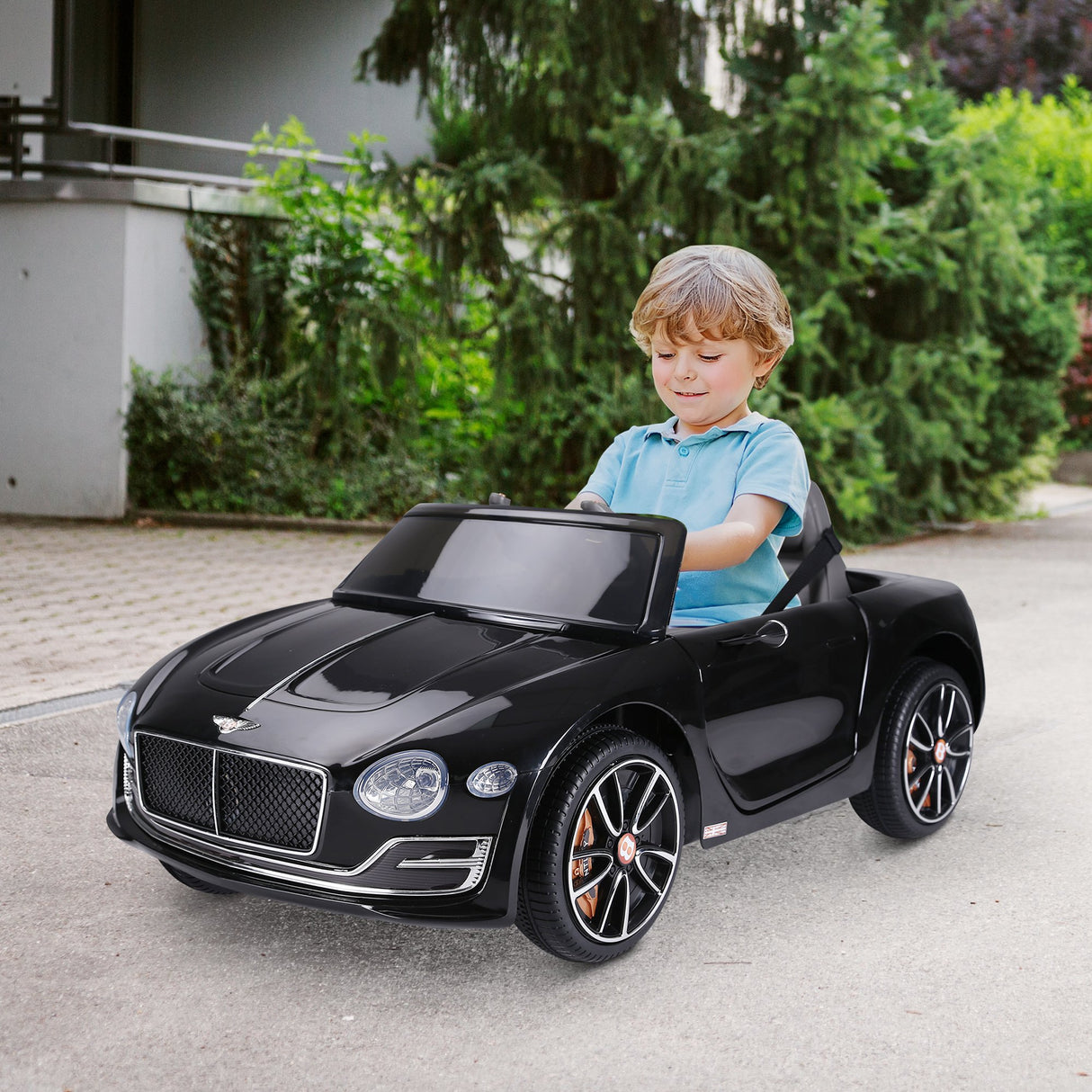easycomfort easycomfort macchina elettrica per bambini bentley con 2 portiere guida manuale e telecomando fari e suoni 108x60x43cm nero
