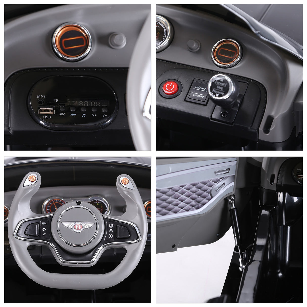 easycomfort easycomfort macchina elettrica per bambini bentley con 2 portiere guida manuale e telecomando fari e suoni 108x60x43cm nero