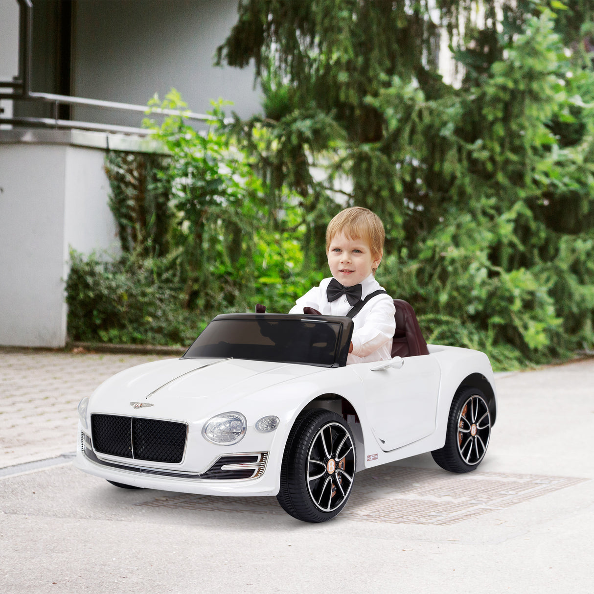 easycomfort easycomfort macchina elettrica per bambini bentley con 2 portiere guida manuale e telecomando fari e suoni 108x60x43cm bianco