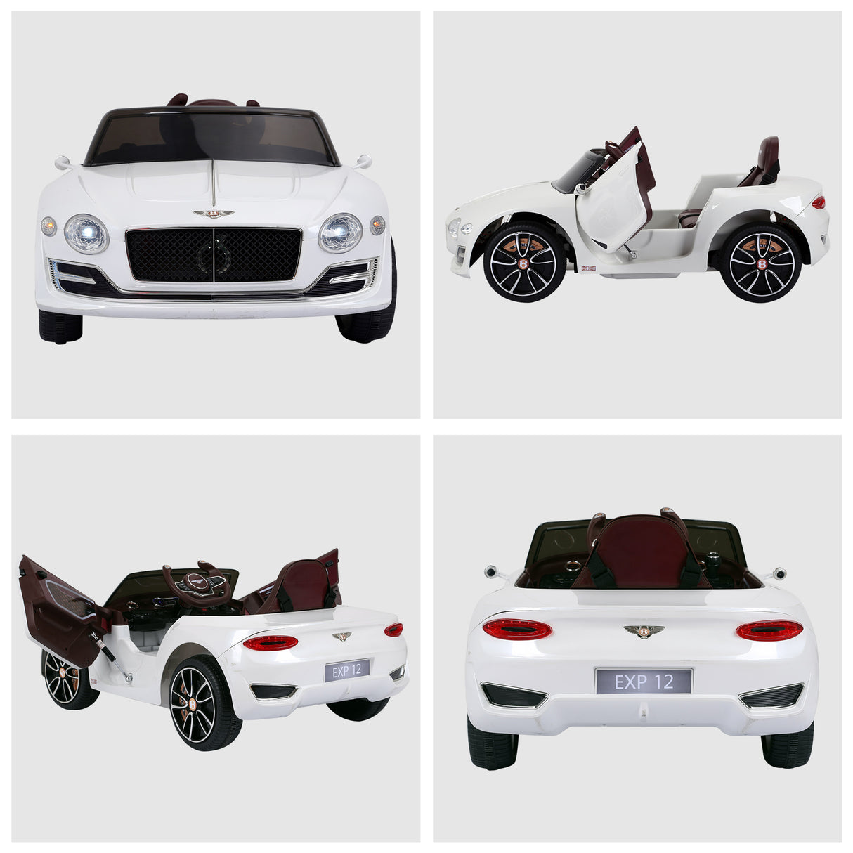 easycomfort easycomfort macchina elettrica per bambini bentley con 2 portiere guida manuale e telecomando fari e suoni 108x60x43cm bianco