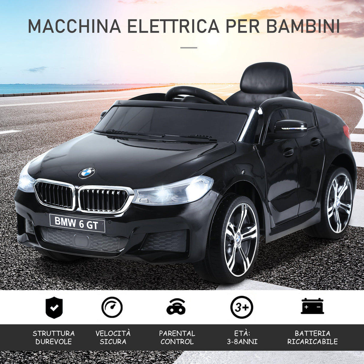 easycomfort easycomfort macchina auto elettrica 6 v con telecomando per bambini pp 106 x 64 x 51 cm nero