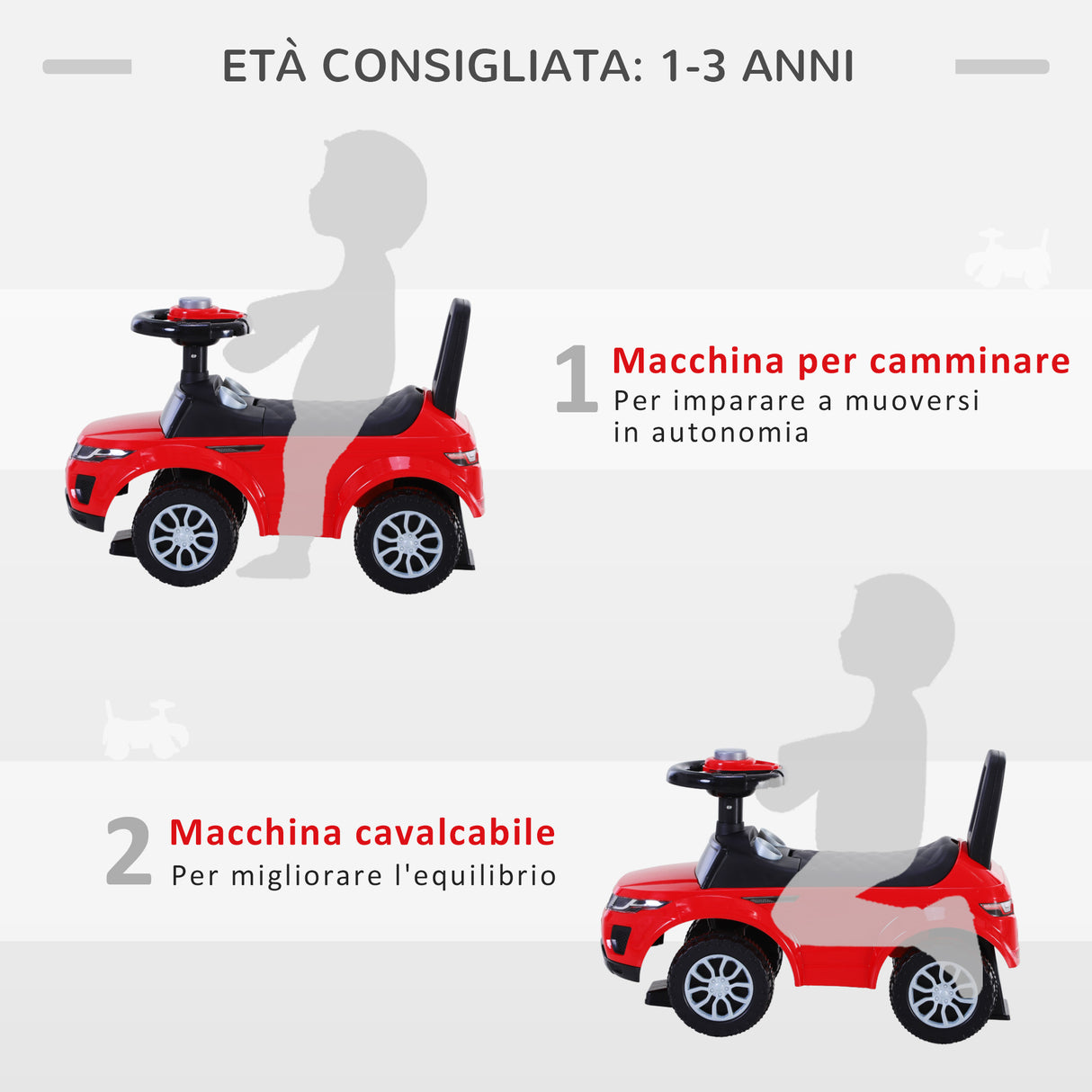 easycomfort easycomfort macchina cavalcabile giocattolo per bambini 12 36 mesi macchina a spinta con vano contenitore e schienale rossa