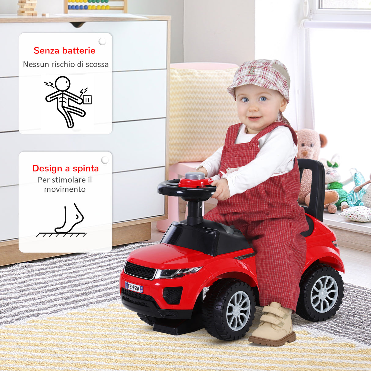 easycomfort easycomfort macchina cavalcabile giocattolo per bambini 12 36 mesi macchina a spinta con vano contenitore e schienale rossa