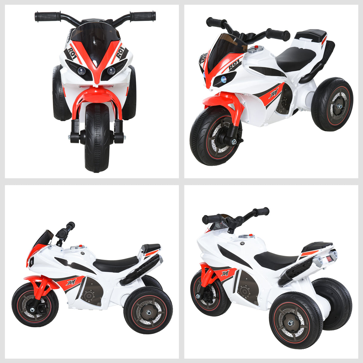 easycomfort easycomfort moto a 3 ruote per bambini 18 36 mesi con musica fari senza pedale in pp metallo bianca rossa