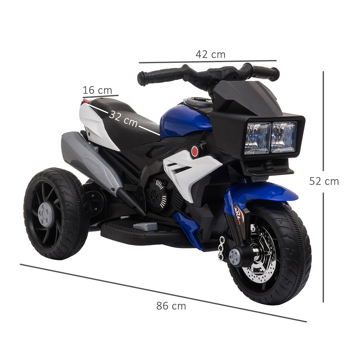 easycomfort easycomfort moto elettrica per bambini 3 5 anni max 25kg con 3 ruote luci e suoni batteria 6v blu e nero 86x42x52cm