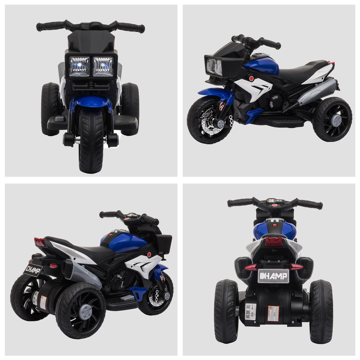easycomfort easycomfort moto elettrica per bambini 3 5 anni max 25kg con 3 ruote luci e suoni batteria 6v blu e nero 86x42x52cm