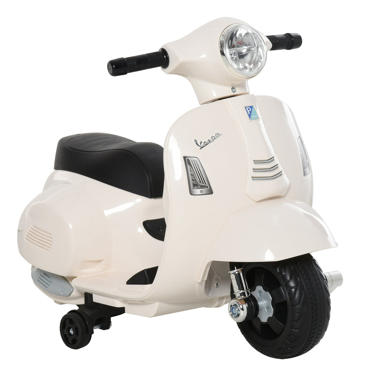 easycomfort easycomfort moto elettrica per bambini con licenza ufficiale vespa batteria 6v fari e clacson per bimbi da 18 36 mesi bianco 66 5x38x52cm