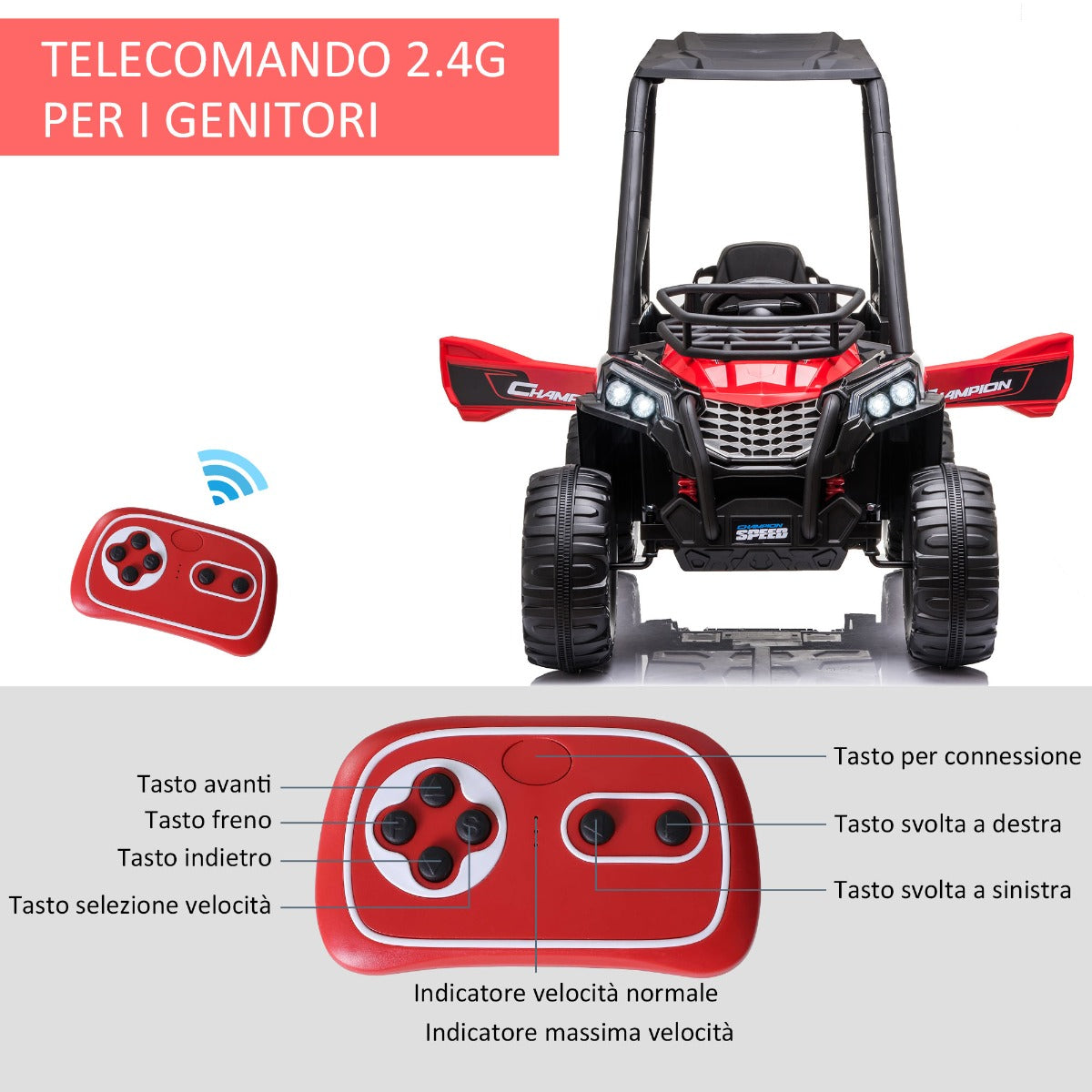 easycomfort easycomfort macchina elettrica per bambini 3 8 anni quad elettrico mini rosso e nero