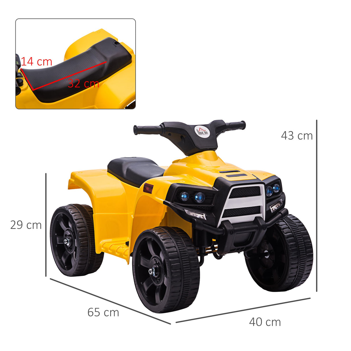 easycomfort easycomfort quad elettrico per bambini atv 6v con fari e clacson velocita 3kmh eta 18 36 mesi 65x40x43cm nero giallo