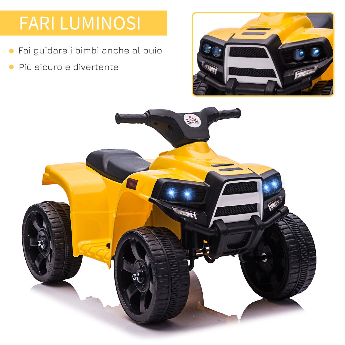 easycomfort easycomfort quad elettrico per bambini atv 6v con fari e clacson velocita 3kmh eta 18 36 mesi 65x40x43cm nero giallo