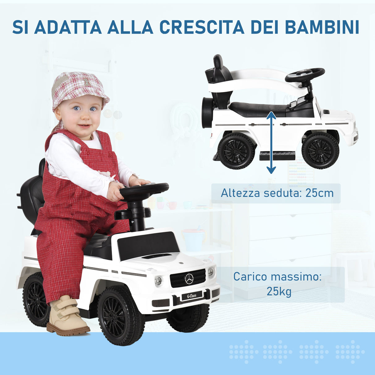 easycomfort easycomfort macchina a spinta per bambini 12 36 mesi con licenza mercedes tettuccio e maniglia di spinta 85 5x40 5x95 cm bianco