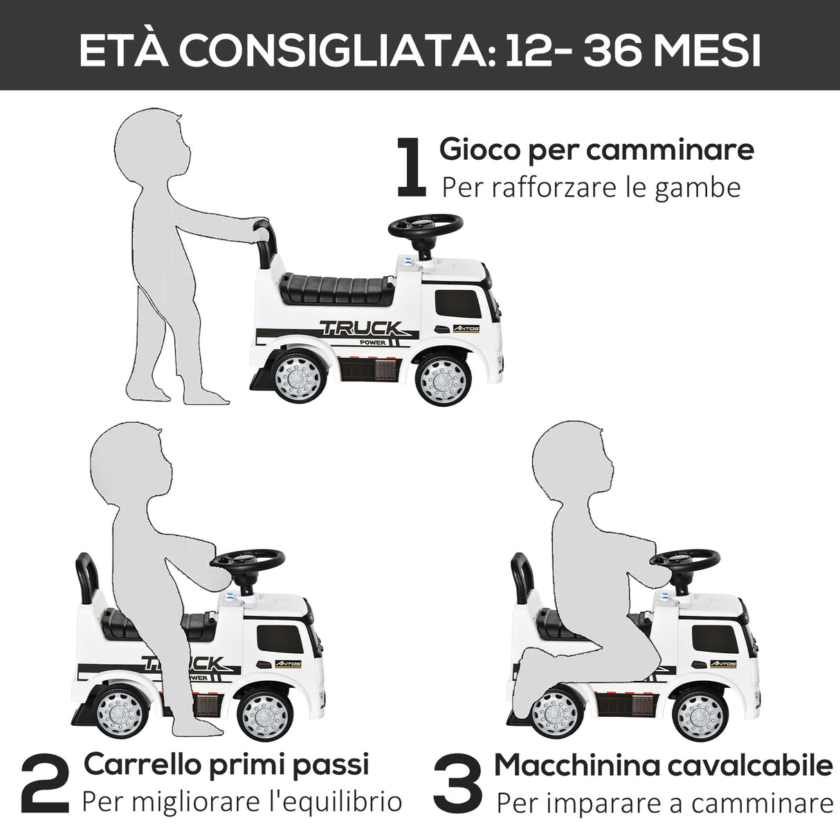 easycomfort easycomfort macchina cavalcabile per bambini eta 12 36 mesi macchina giocattolo bambi con volante fari e suoni licenza mercedes bianco