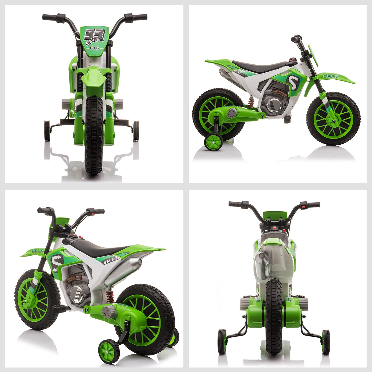 easycomfort easycomfort moto da cross elettrica per bambini da 3 5 anni batteria 12v ricaricabile e rotelline rimovibili 106 5x51 5x68cm verde