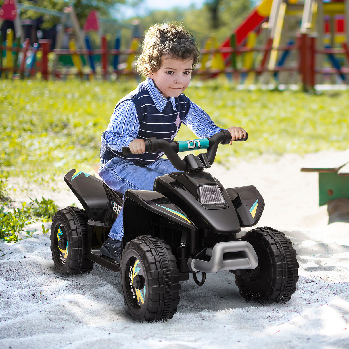 easycomfort easycomfort quad elettrico per bambini 18 36 mesi con batteria ricaricabile da 6v 72x40x45 5 cm nero