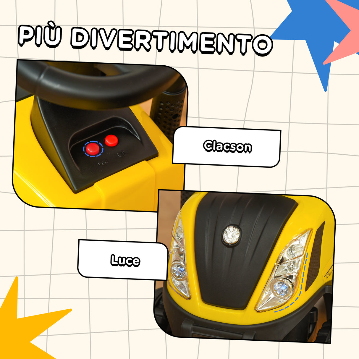 easycomfort easycomfort trattore giocattolo per bambini cavalcabile con rimorchio rastrello e pala gioco educativo per bimbi 12 36 mesi 91x29x44cm giallo