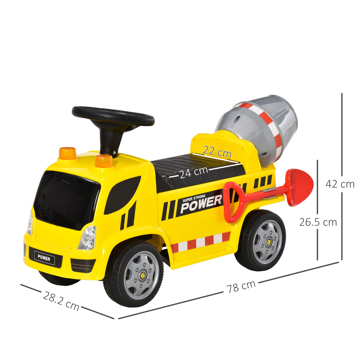 easycomfort easycomfort macchina per bambini cavalcabile 2 in 1 con betoniera luci e suoni eta 18 36 mesi 78x28 2x42cm giallo