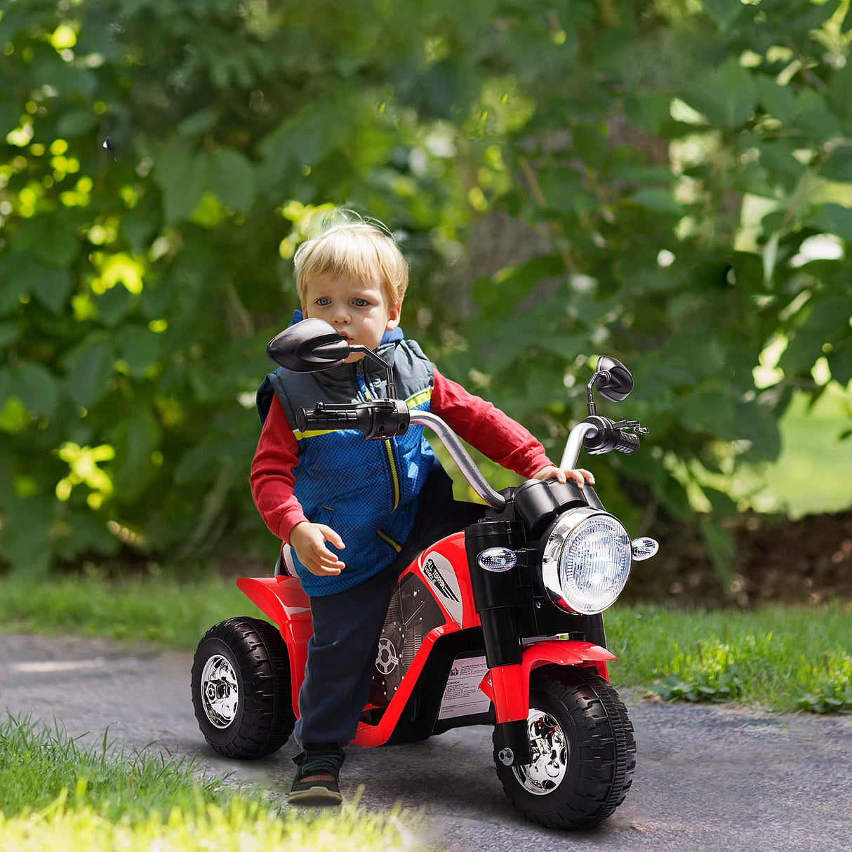 easycomfort easycomfort moto elettrica per bambini a 3 ruote con luci e suoni batteria ricaricabile 6v velocita 2 kmh per bimbi da 18 36 mesi 72x57x56cm rossa