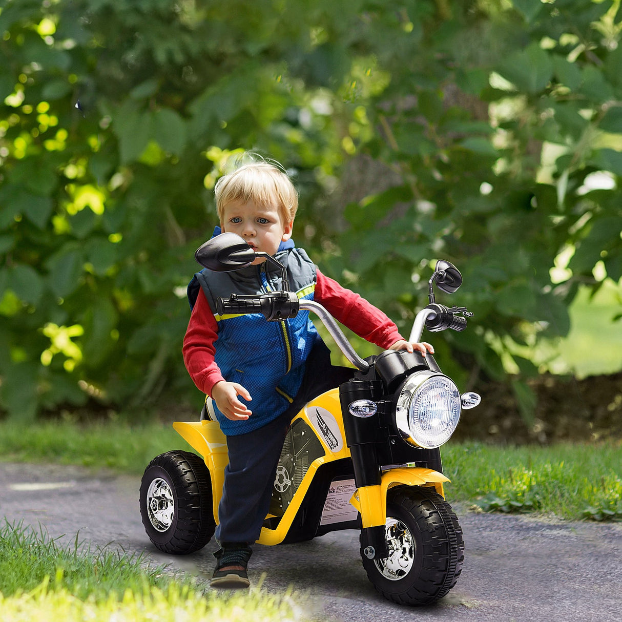 easycomfort easycomfort moto elettrica per bambini a 3 ruote con luci e suoni batteria ricaricabile 6v velocita 2 kmh per bimbi da 18 36 mesi 72cmx57cmx56cm gialla