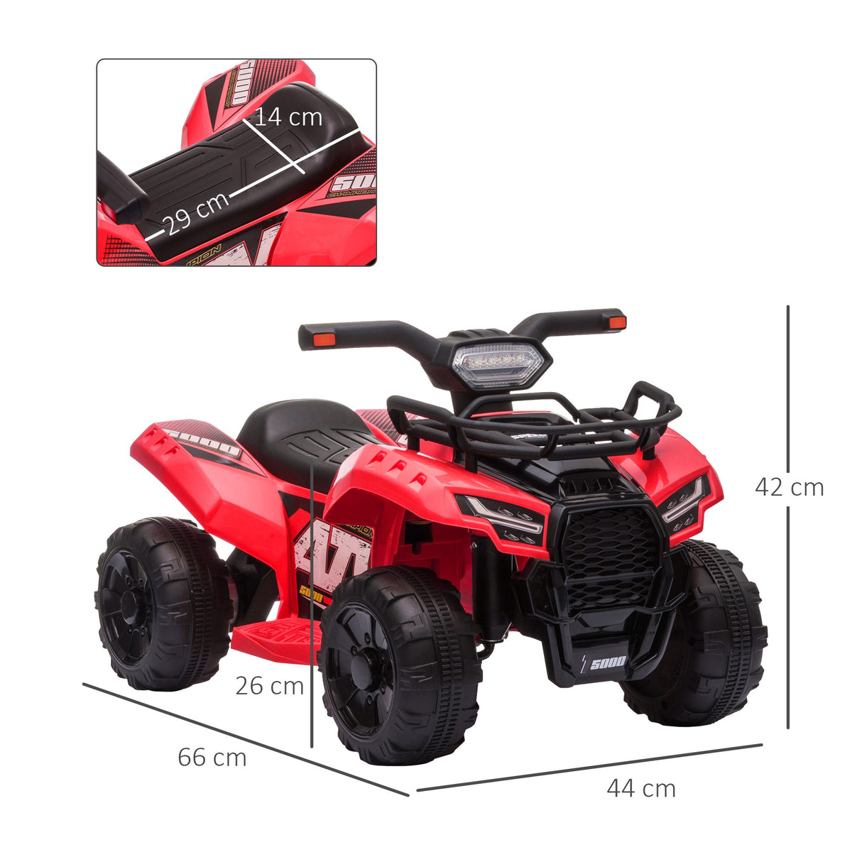 easycomfort easycomfort quad elettrico per bambini con batteria ricaricabile 6v pulsante acceleratore eta 18 36 mesi 70x42x45cm rosso