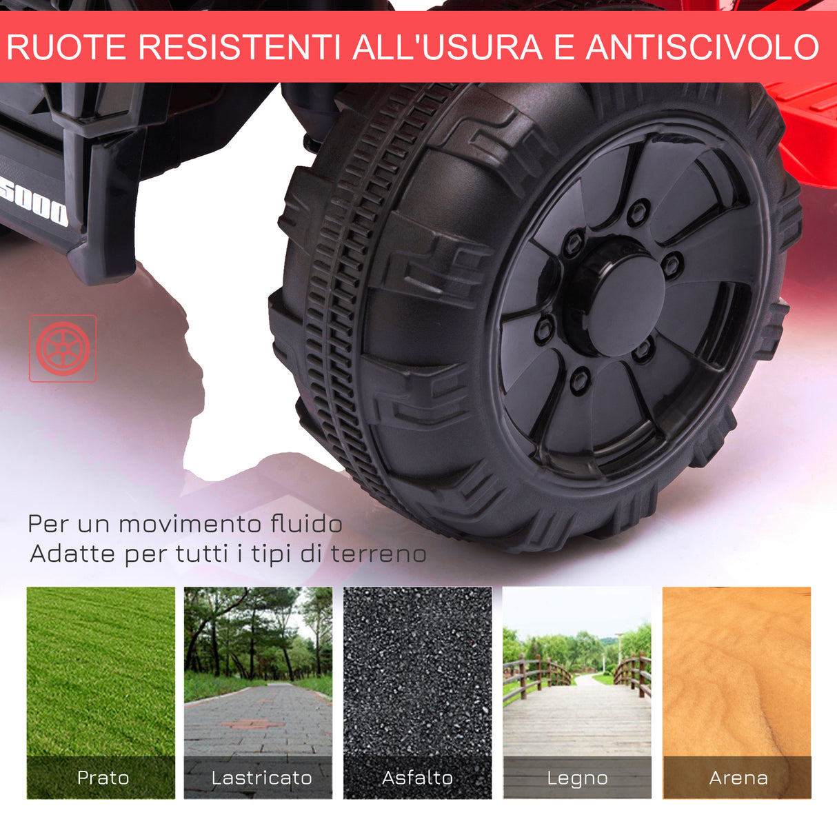 easycomfort easycomfort quad elettrico per bambini con batteria ricaricabile 6v pulsante acceleratore eta 18 36 mesi 70x42x45cm rosso