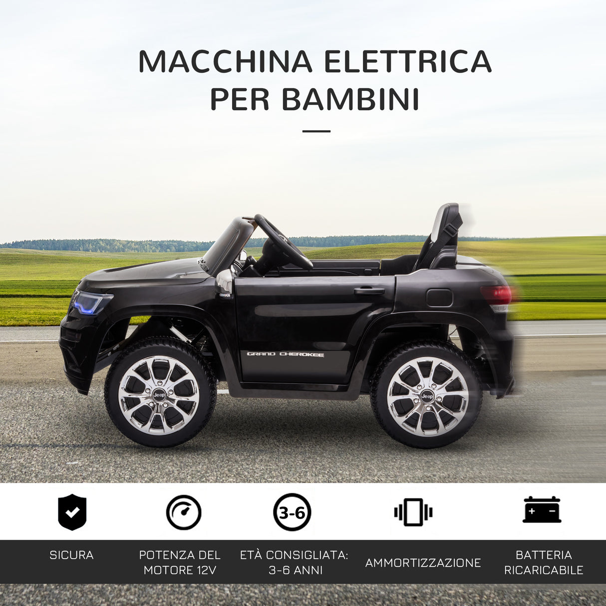 easycomfort easycomfort macchina elettrica jeep per bambini 12v guida manuale e con telecomando nero