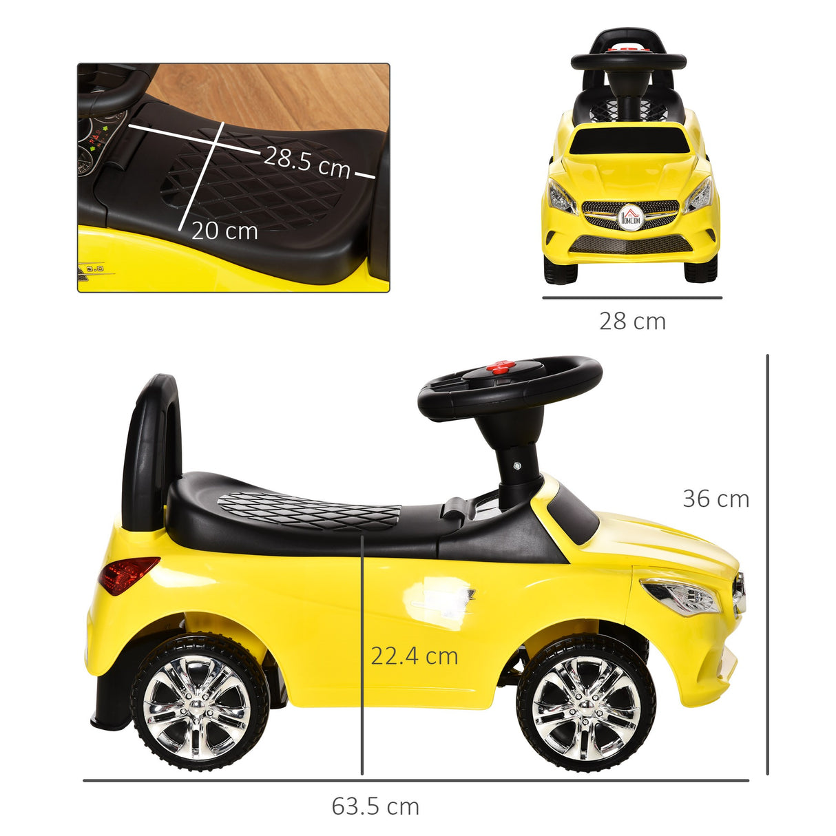 easycomfort easycomfort macchina giocattolo per bambini cavalcabile con volante musiche e fari eta 18 36 mesi 63 5x28x36cm giallo