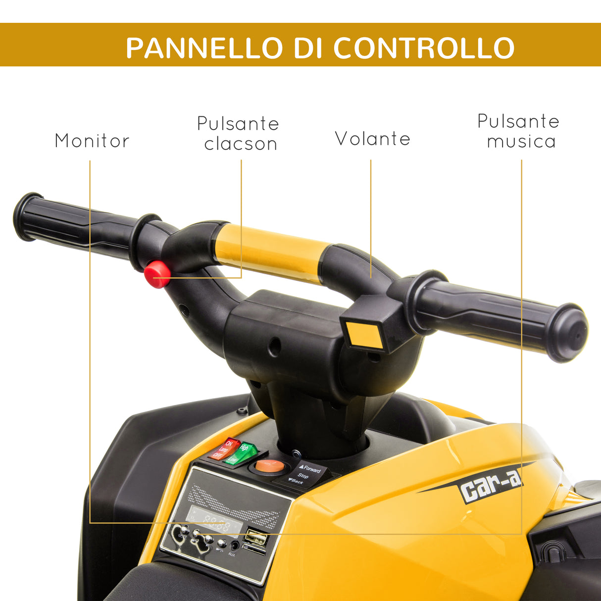 easycomfort easycomfort quad elettrico per bambini 12v 2 velocita ruote larghe con sospensioni e fari led eta 3 5 anni giallo