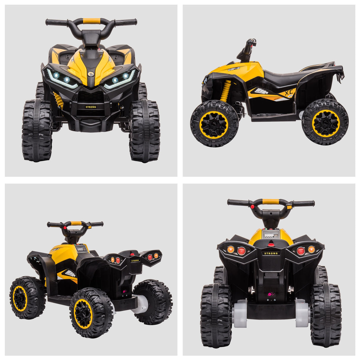 easycomfort easycomfort quad elettrico per bambini 12v 2 velocita ruote larghe con sospensioni e fari led eta 3 5 anni giallo