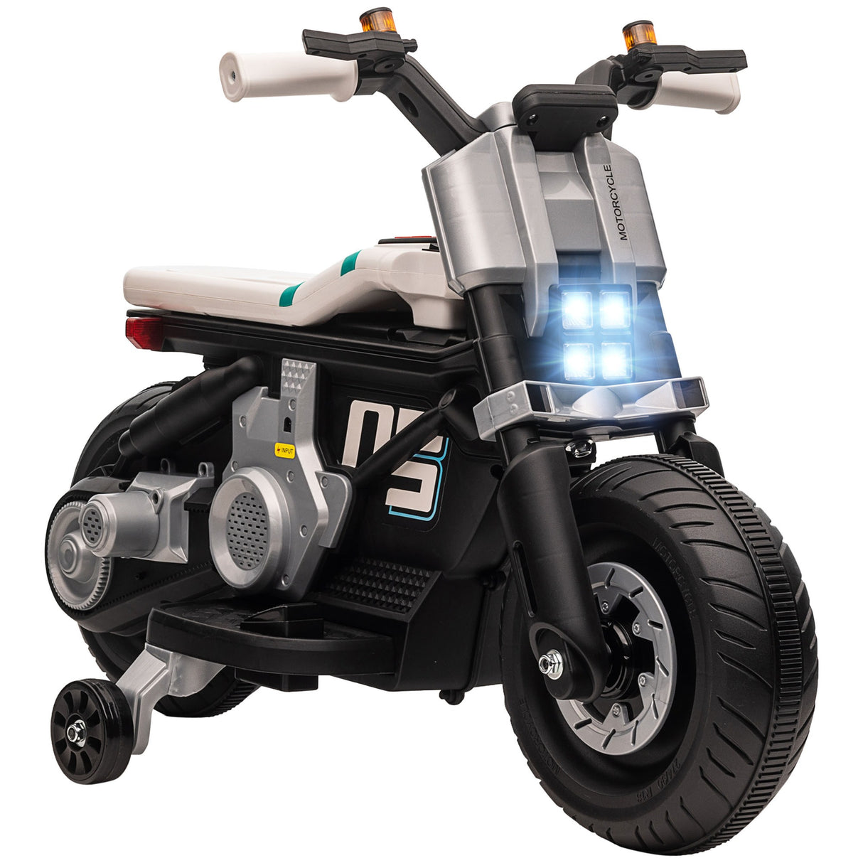 easycomfort easycomfort moto elettrica per bambini 3 5 anni in pp e metallo con rotelle clacson e musica 86x44x58 cm bianca e nera