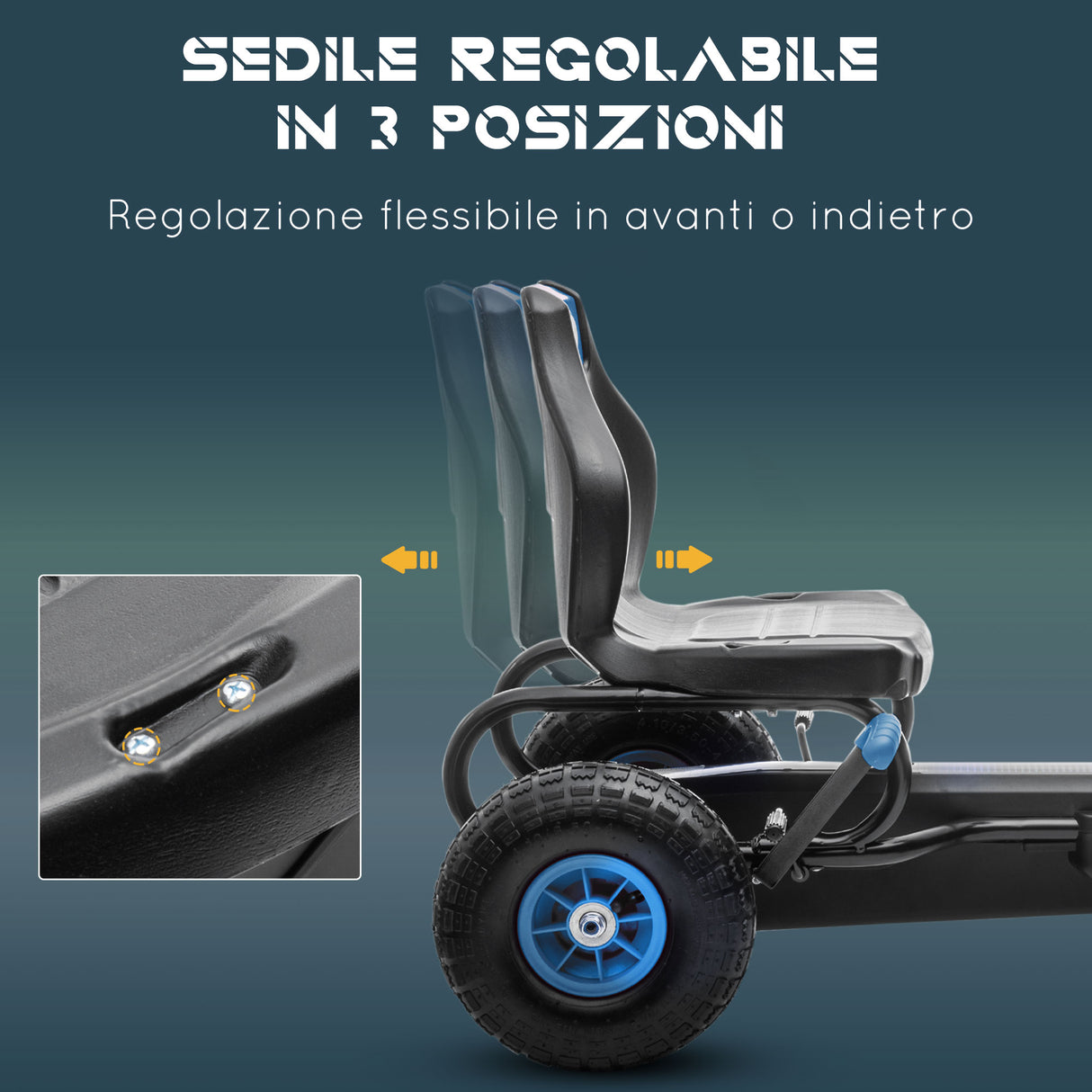 easycomfort easycomfort go kart a pedali per bambini da 5 12 anni con sedile regolabile e ruote in gonfiabili blu