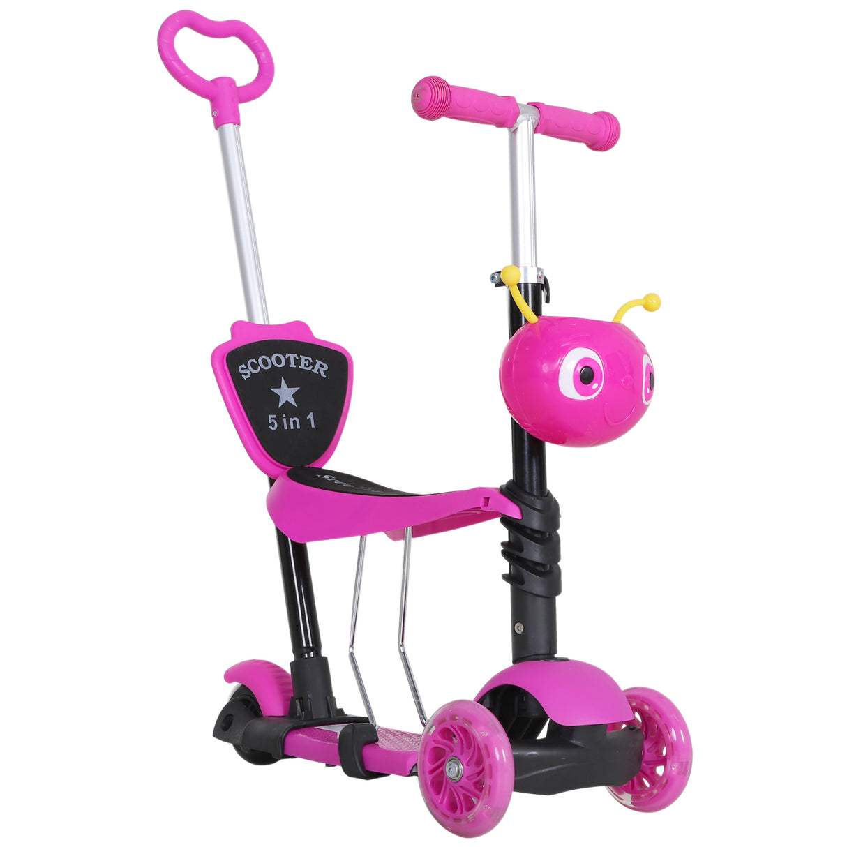 easycomfort easycomfort monopattino 3 ruote per bambini con sedile e maniglione manubrio con altezza regolabile 62x25x72 5cm rosa