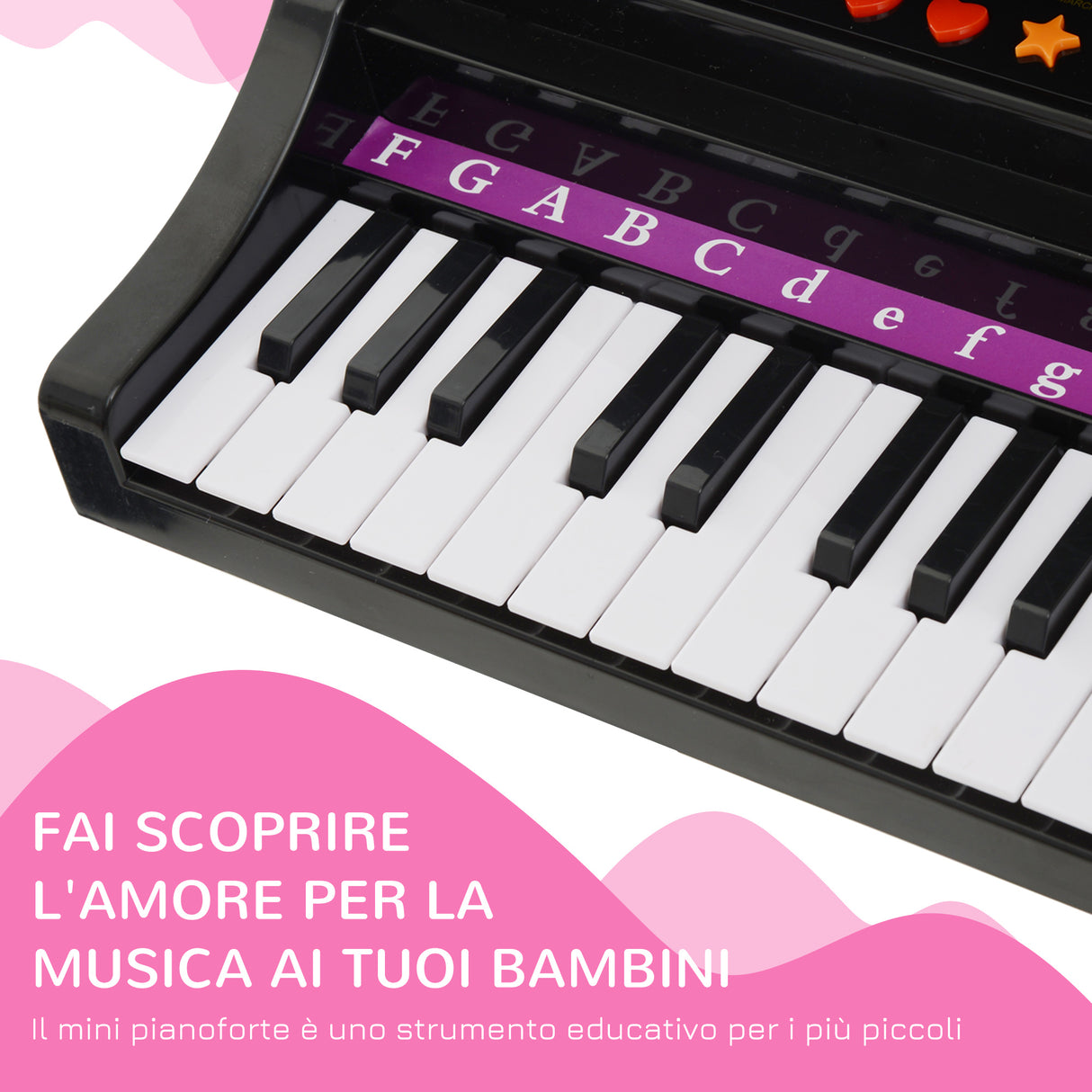 easycomfort easycomfort pianoforte elettrico giocattolo strumento musicale per bambini con 37 tasti microfono e sgabello 48x39x69cm nero