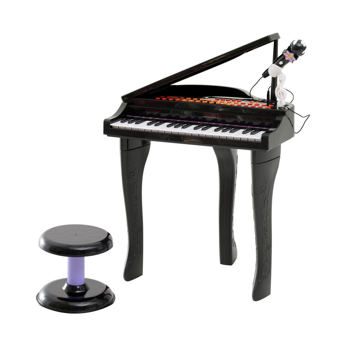 easycomfort easycomfort pianoforte elettrico giocattolo strumento musicale per bambini con 37 tasti microfono e sgabello 48x39x69cm nero
