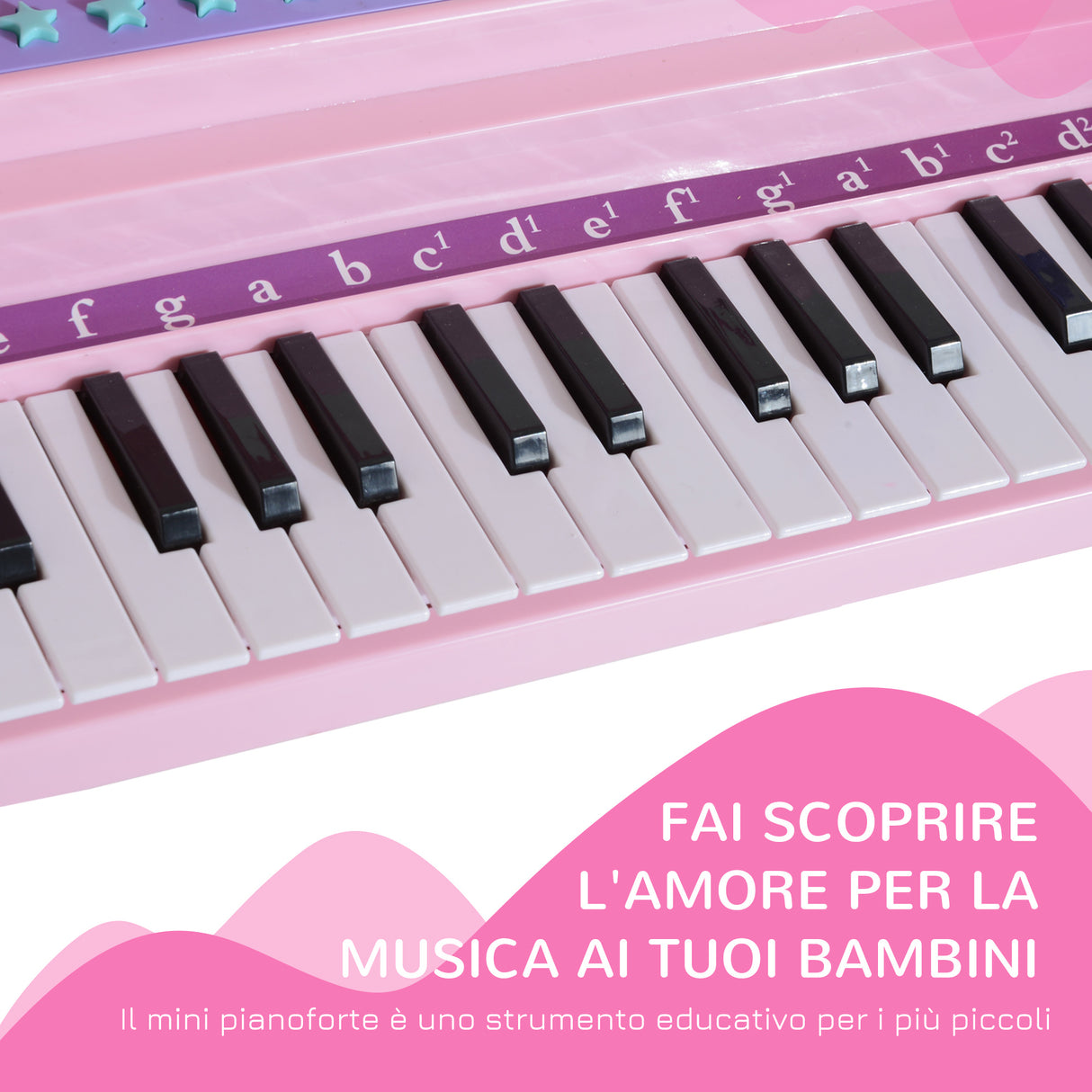 easycomfort easycomfort pianoforte giocattolo per bambini strumento musicale elettrico con 37 tasti luminosi microfono e sgabello inclusi 48x39x69 cm rosa