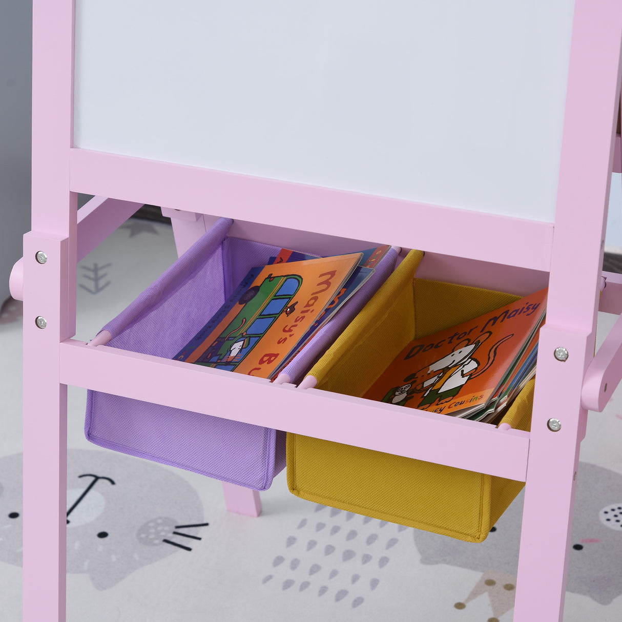 easycomfort easycomfort lavagnetta con cavalletto per bambini 3 in 1 e con rullo fogli di carta in legno rosa
