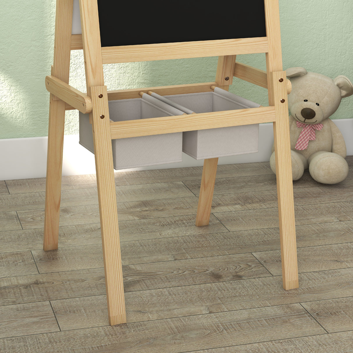 easycomfort easycomfort lavagna per bambini con cavalletto 3 in 1 e cestini eta 3 6 anni 58x50 5x109cm color legno