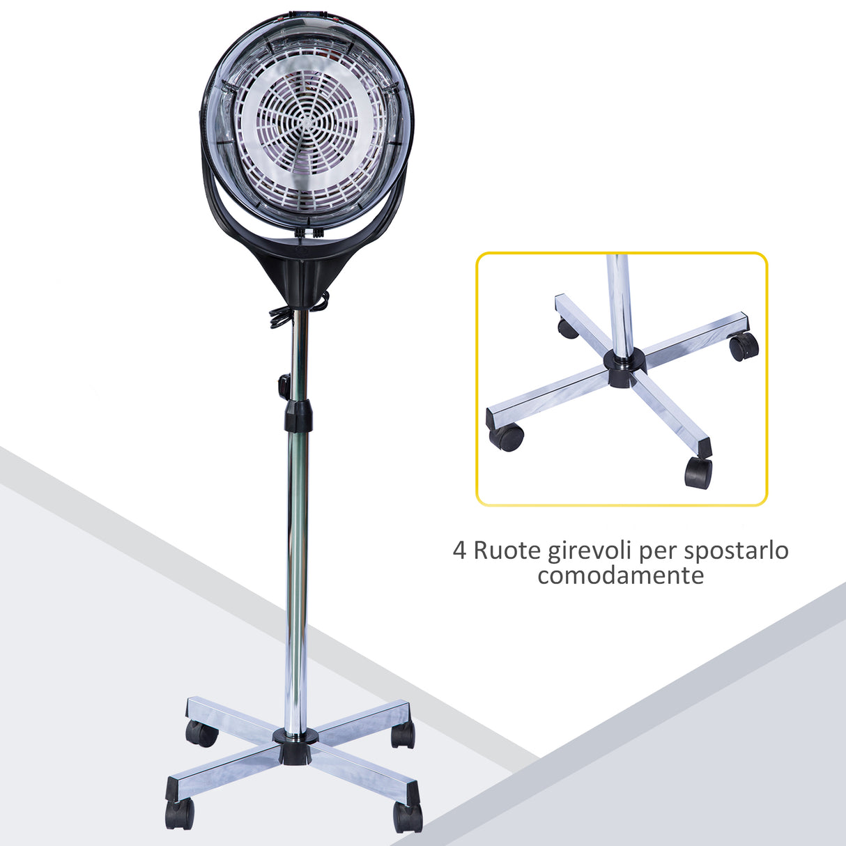 easycomfort easycomfort casco asciugacapelli professionale portatile con ruote girevoli altezza e temperatura regolabili timer 60 minuti 65x65x115 165cm