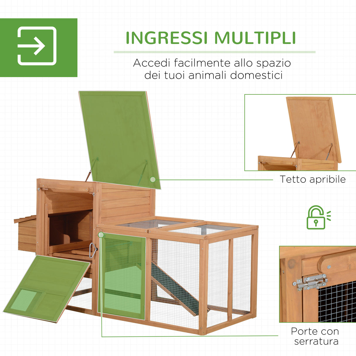 easycomfort easycomfort pollaio da giardino gabbie per galline da esterno con zona di corsa e nido in legno 19081103cm