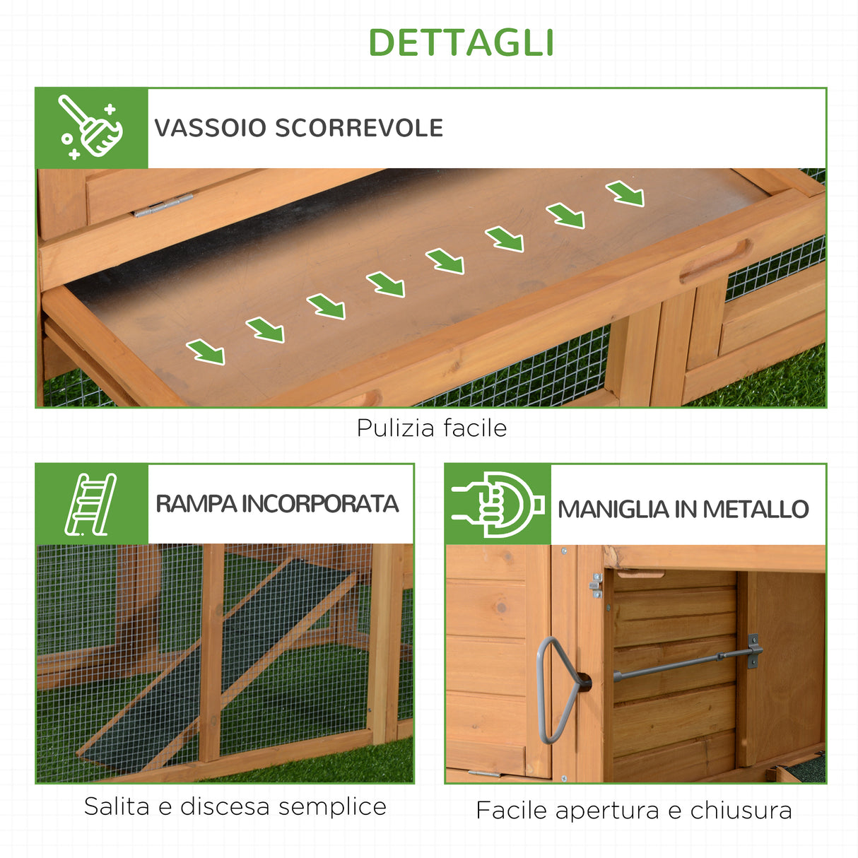 easycomfort easycomfort pollaio da giardino gabbie per galline da esterno con zona di corsa e nido in legno 19081103cm