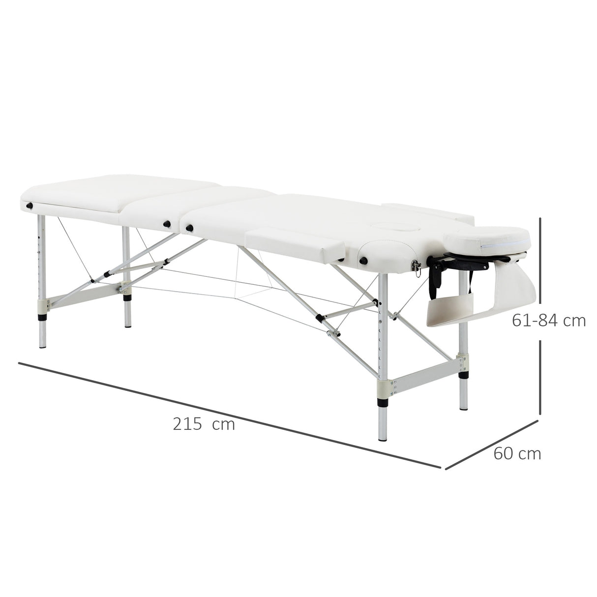 easycomfort lettino massaggi portatile pieghevole e professionale in alluminio bianco 215x60x61 84cm