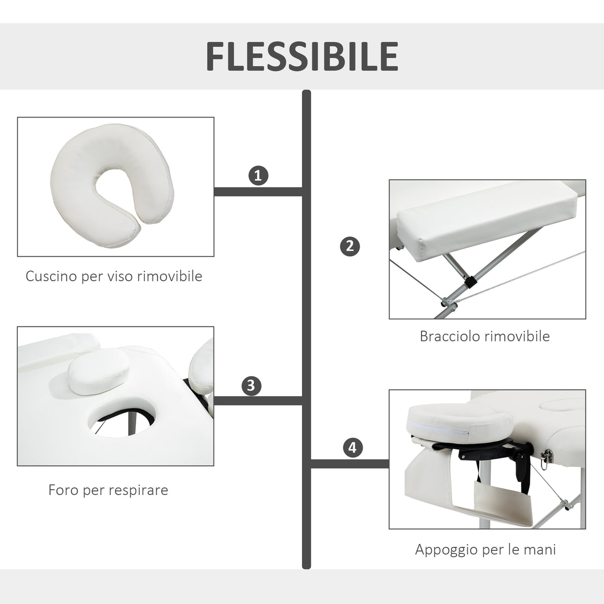 easycomfort lettino massaggi portatile pieghevole e professionale in alluminio bianco 215x60x61 84cm