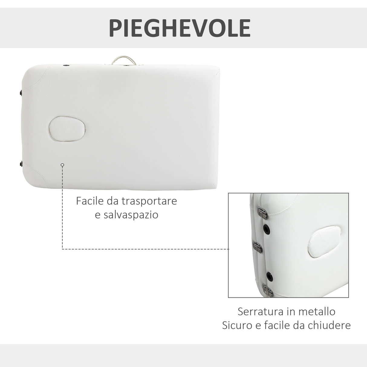 easycomfort lettino massaggi portatile pieghevole e professionale in alluminio bianco 215x60x61 84cm