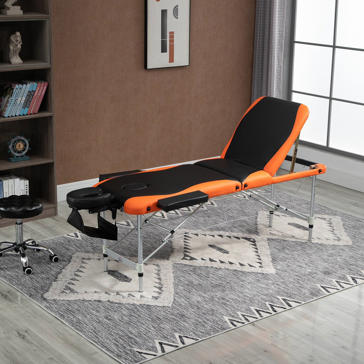 easycomfort easycomfort lettino per massaggi professionale pieghevole in alluminio nero e arancione 215x 60 cm
