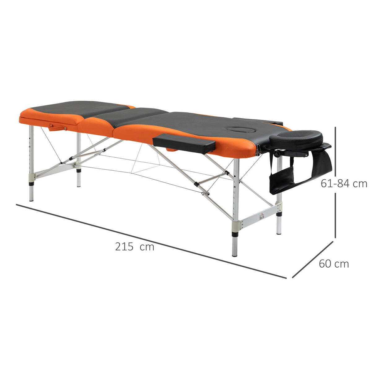 easycomfort easycomfort lettino per massaggi professionale pieghevole in alluminio nero e arancione 215x 60 cm