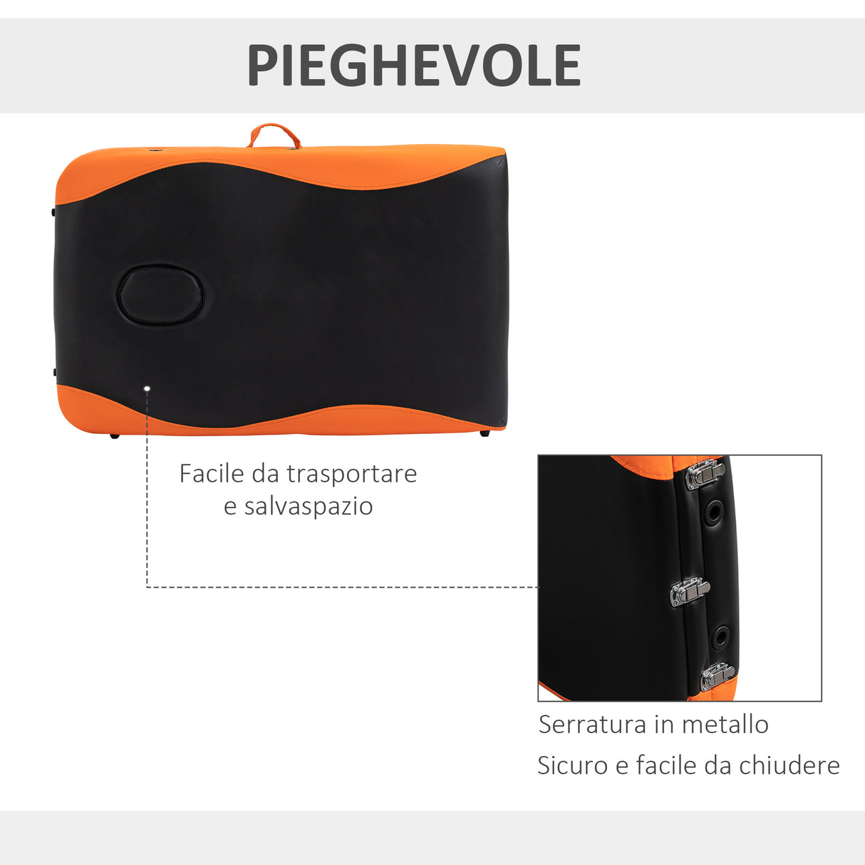 easycomfort easycomfort lettino per massaggi professionale pieghevole in alluminio nero e arancione 215x 60 cm