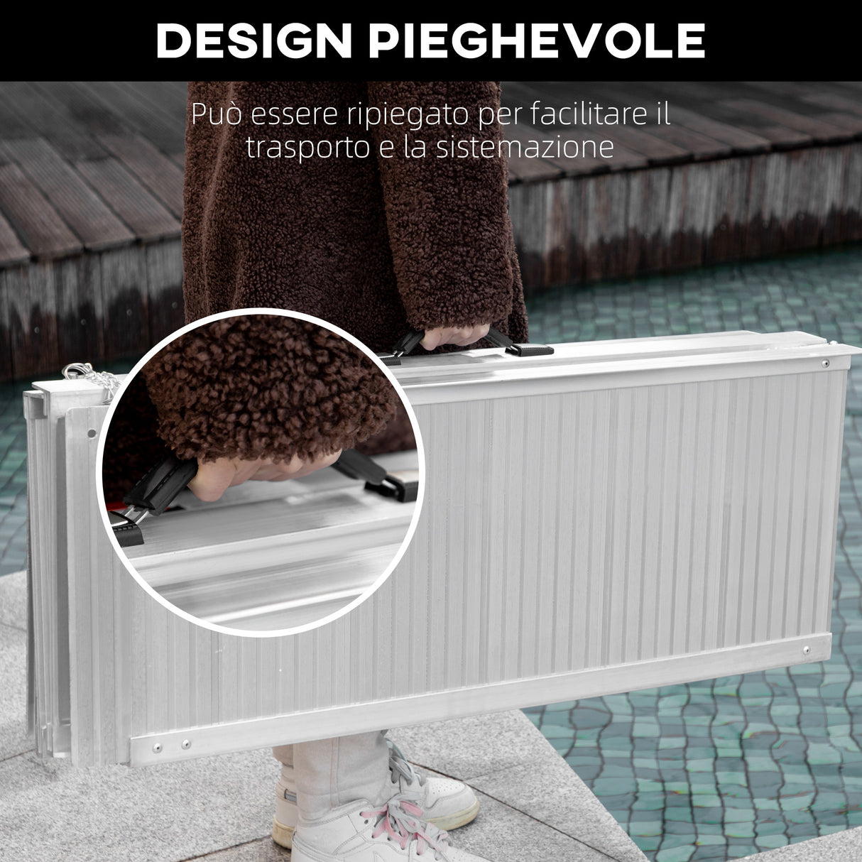 easycomfort easycomfort rampa per sedia a rotelle in lega di alluminio antiscivolo capacita 272kg 183x72x5cm