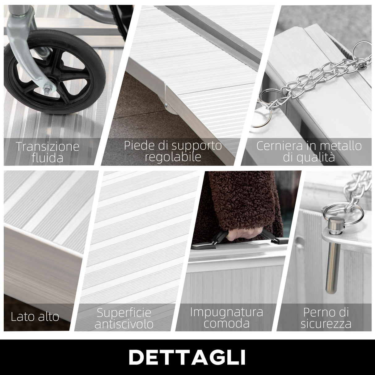 easycomfort easycomfort rampa per sedia a rotelle in lega di alluminio antiscivolo capacita 272kg 183x72x5cm