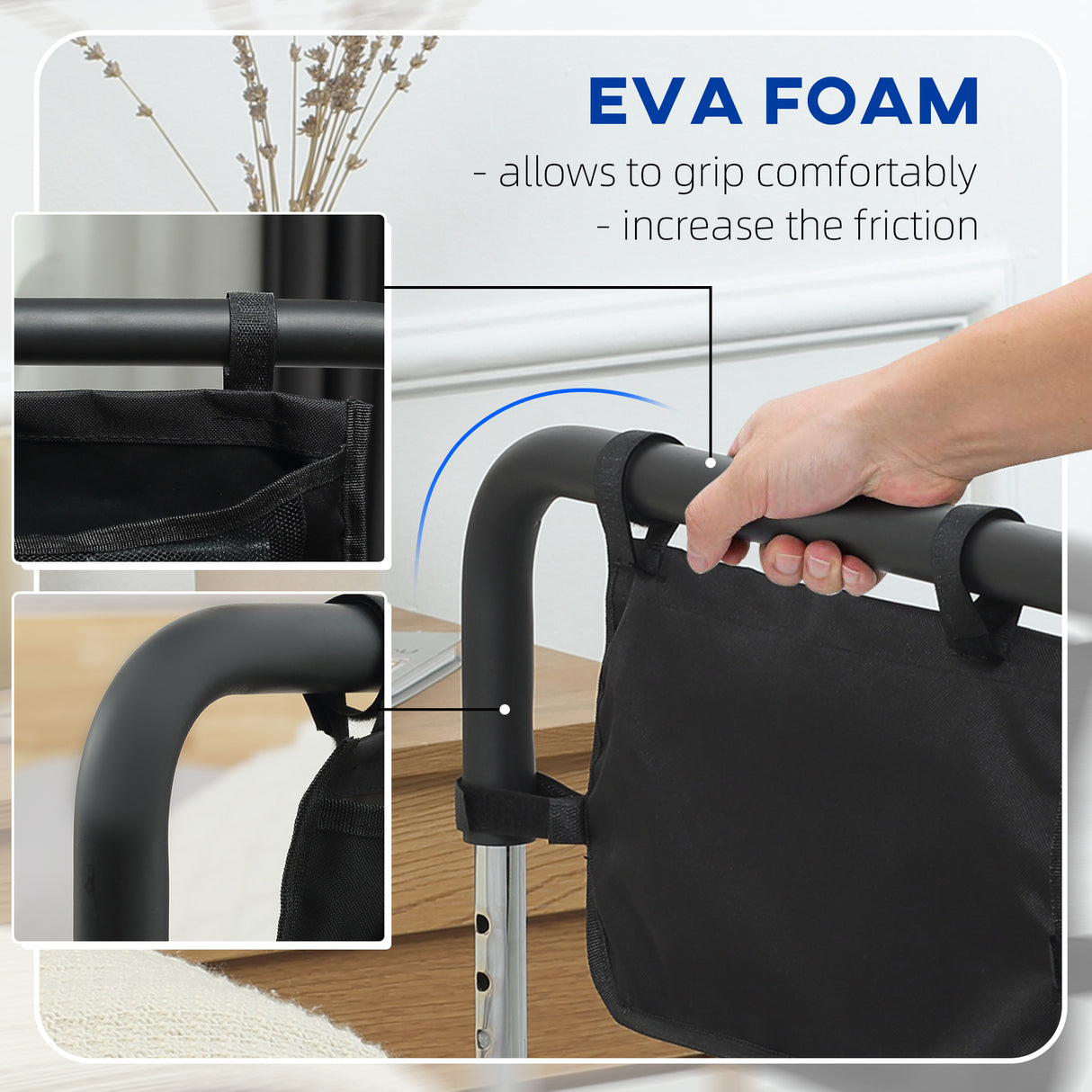 easycomfort easycomfort maniglia per letto con altezza regolabile in acciaio con impugnatura morbida argento