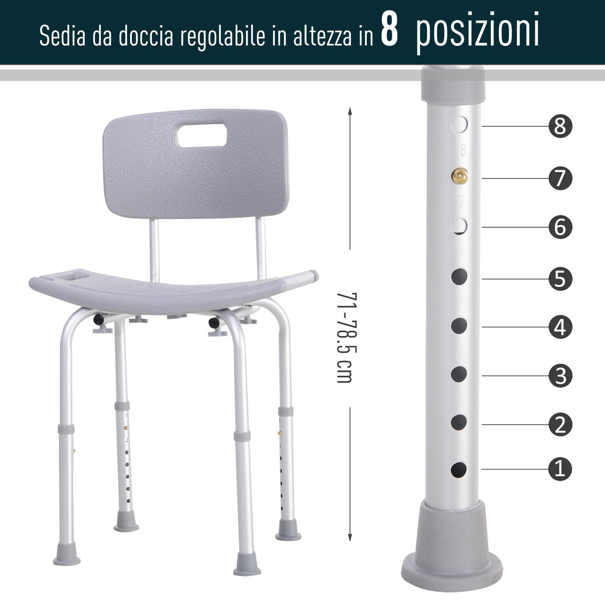 easycomfort easycomfort sedia doccia in alluminio e plastica altezza regolabile 8 livelli ean 8054111842143