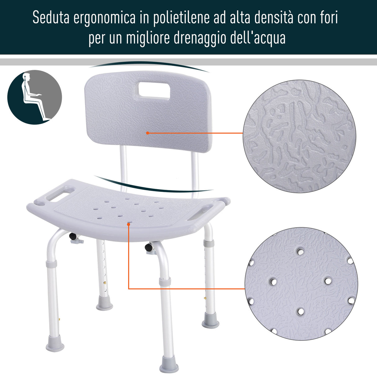 easycomfort easycomfort sedia doccia in alluminio e plastica altezza regolabile 8 livelli ean 8054111842143